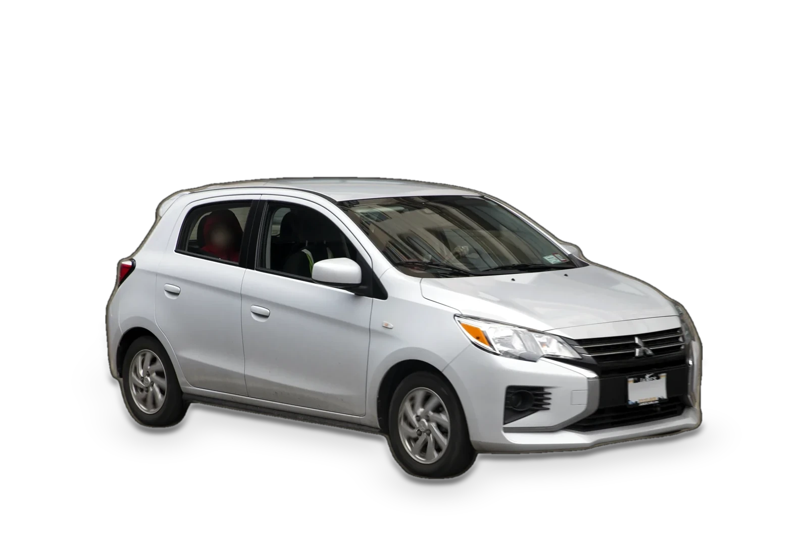 Mitsubishi Mirage, model available to rent, front three-quarter view