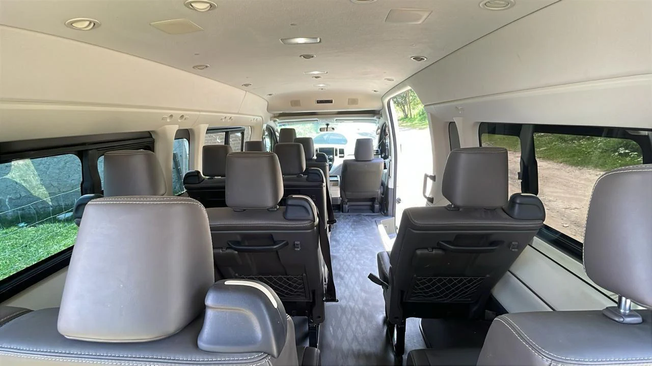 Passenger seating inside a Toyota Hiace