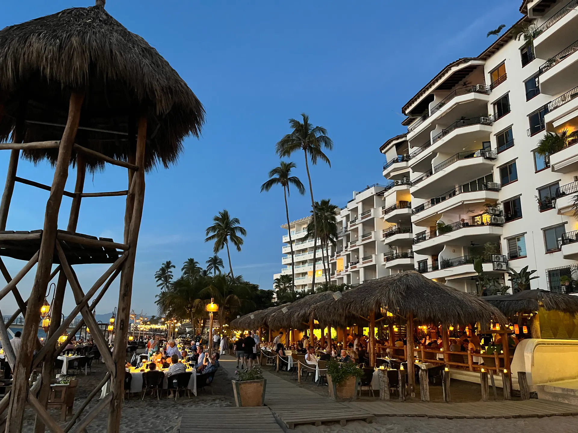 Los Muertos beach in Puerto Vallarta at dusk